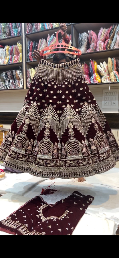 Maroon Doli barat Lehenga