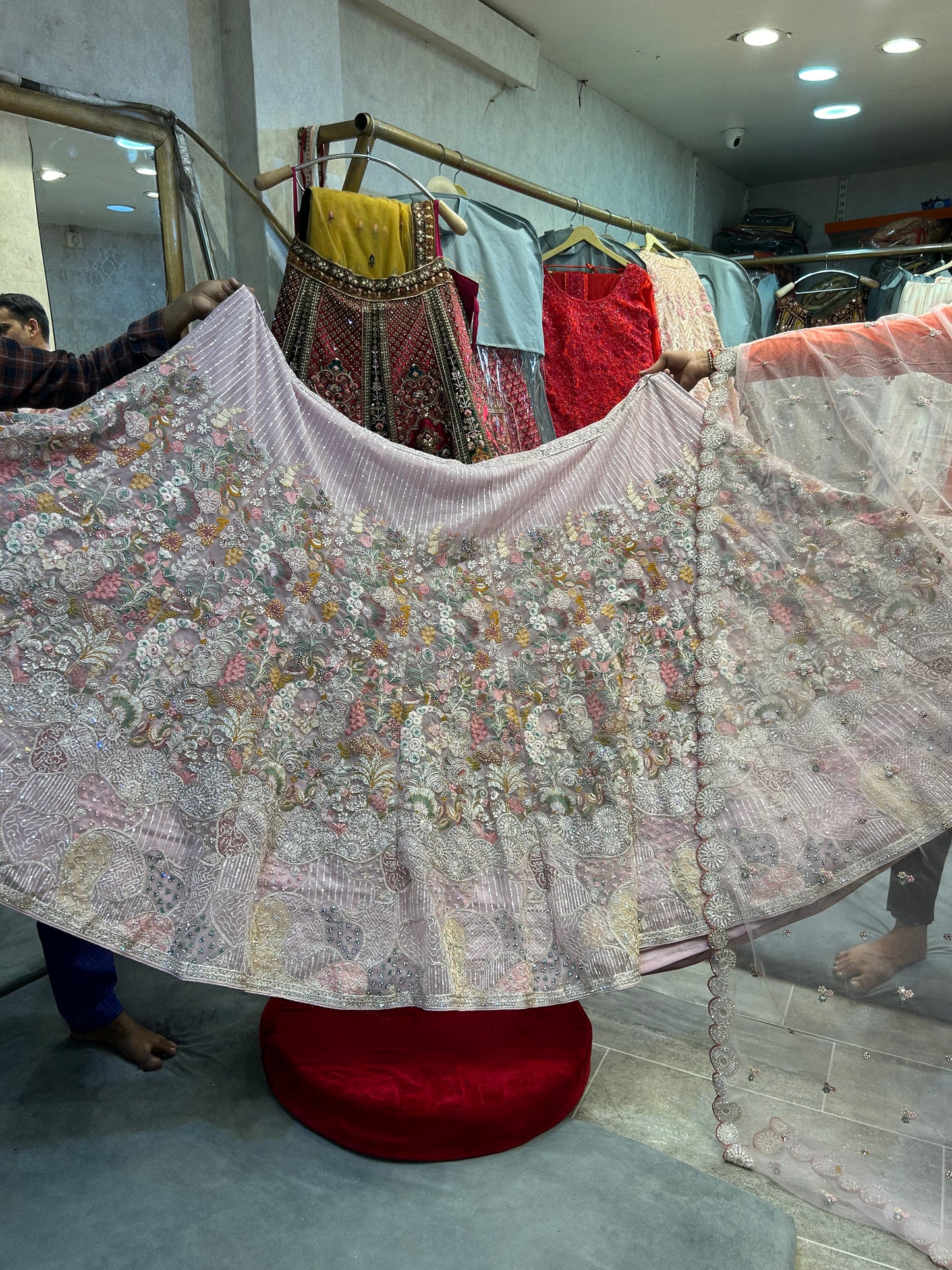 Awesome baby pink Multi Flower Lehenga