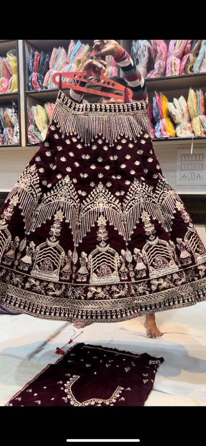 Maroon Doli barat Lehenga