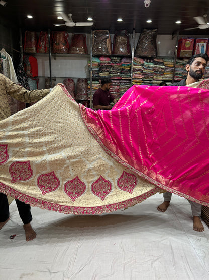 Fabulous white Pink Contrast Lehenga