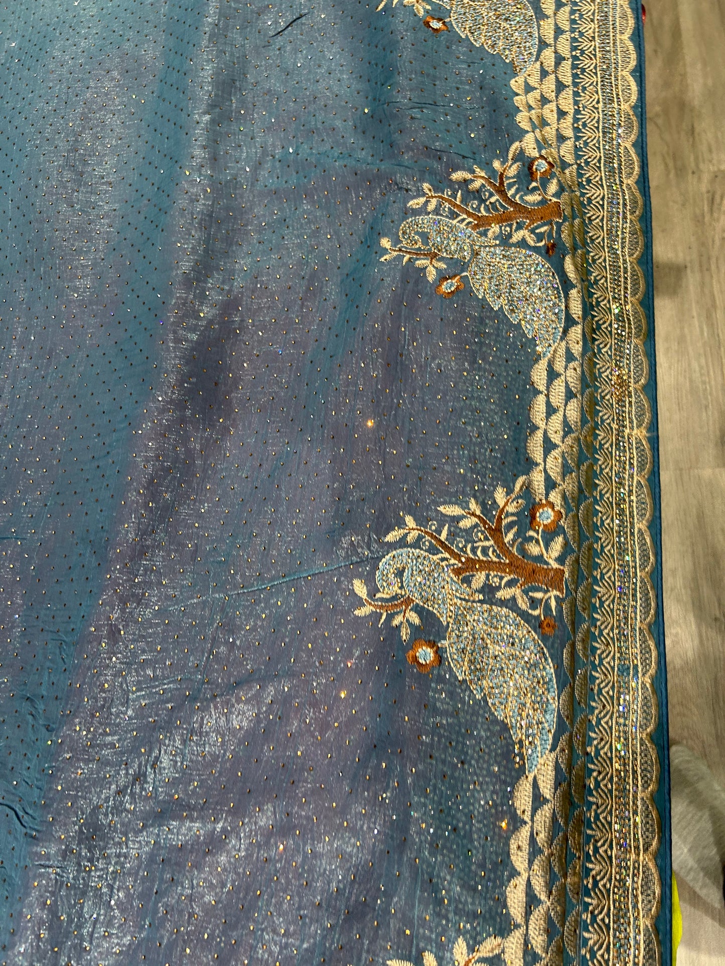 Blue peacock border saree