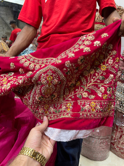 Red bridal mermaid lehenga