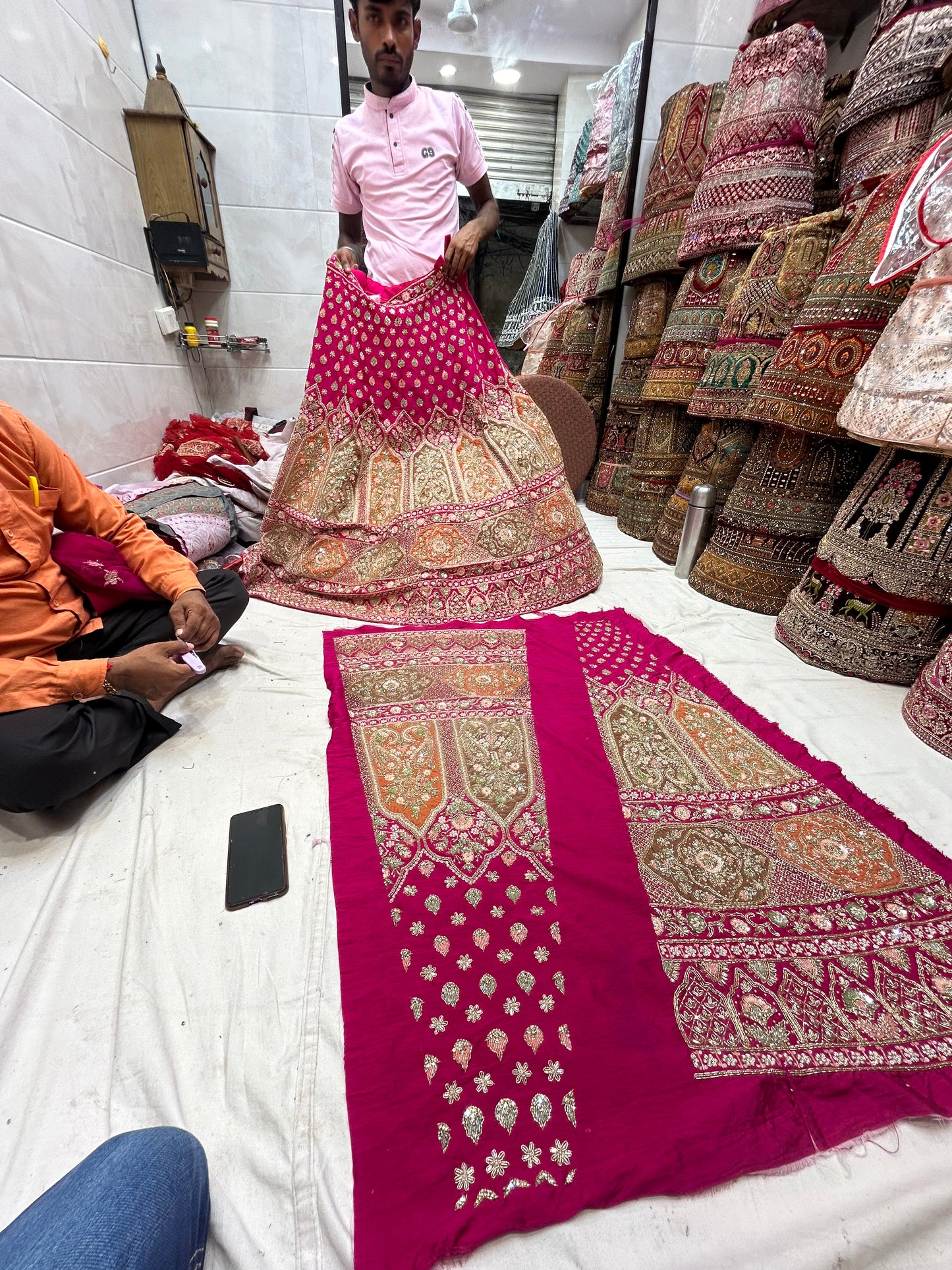 Magnificent pink bridal Pure Handwork Lehenga