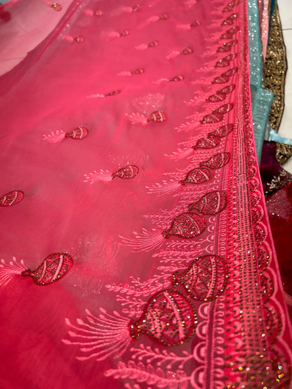 Lilac orange fantastic saree