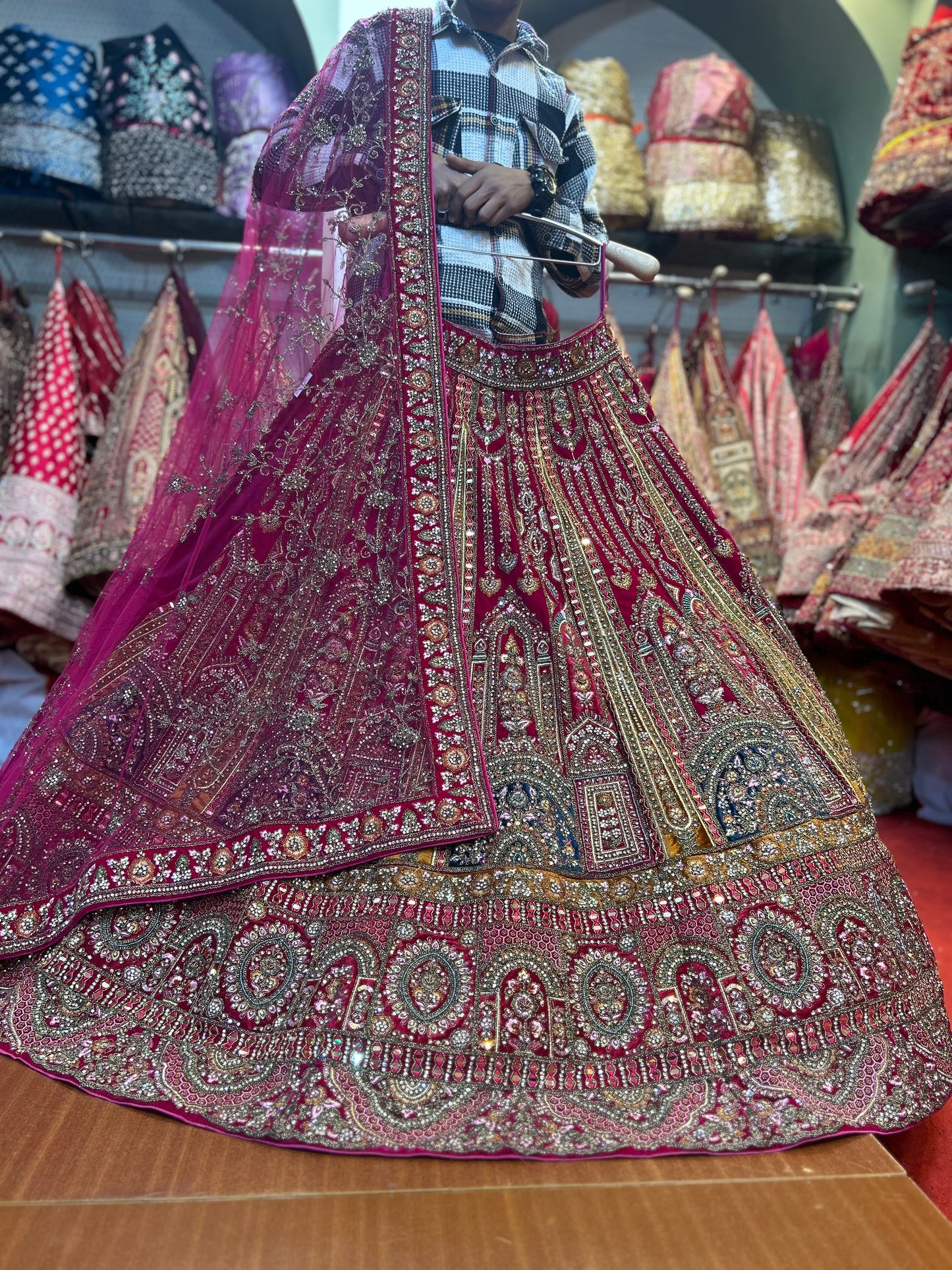 Something different pink heavy bridal Lehenga