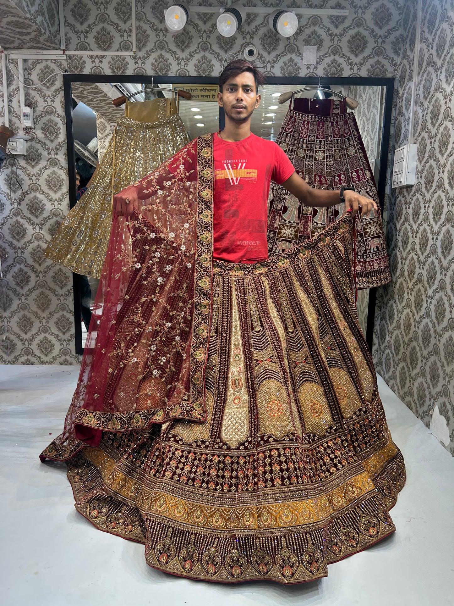 Heavy Maroon Bridal Lehenga