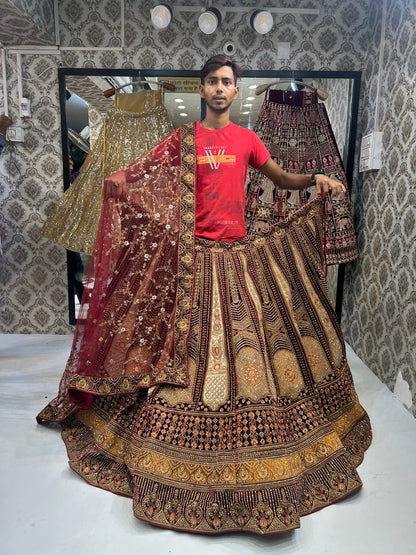 Heavy Maroon Bridal Lehenga