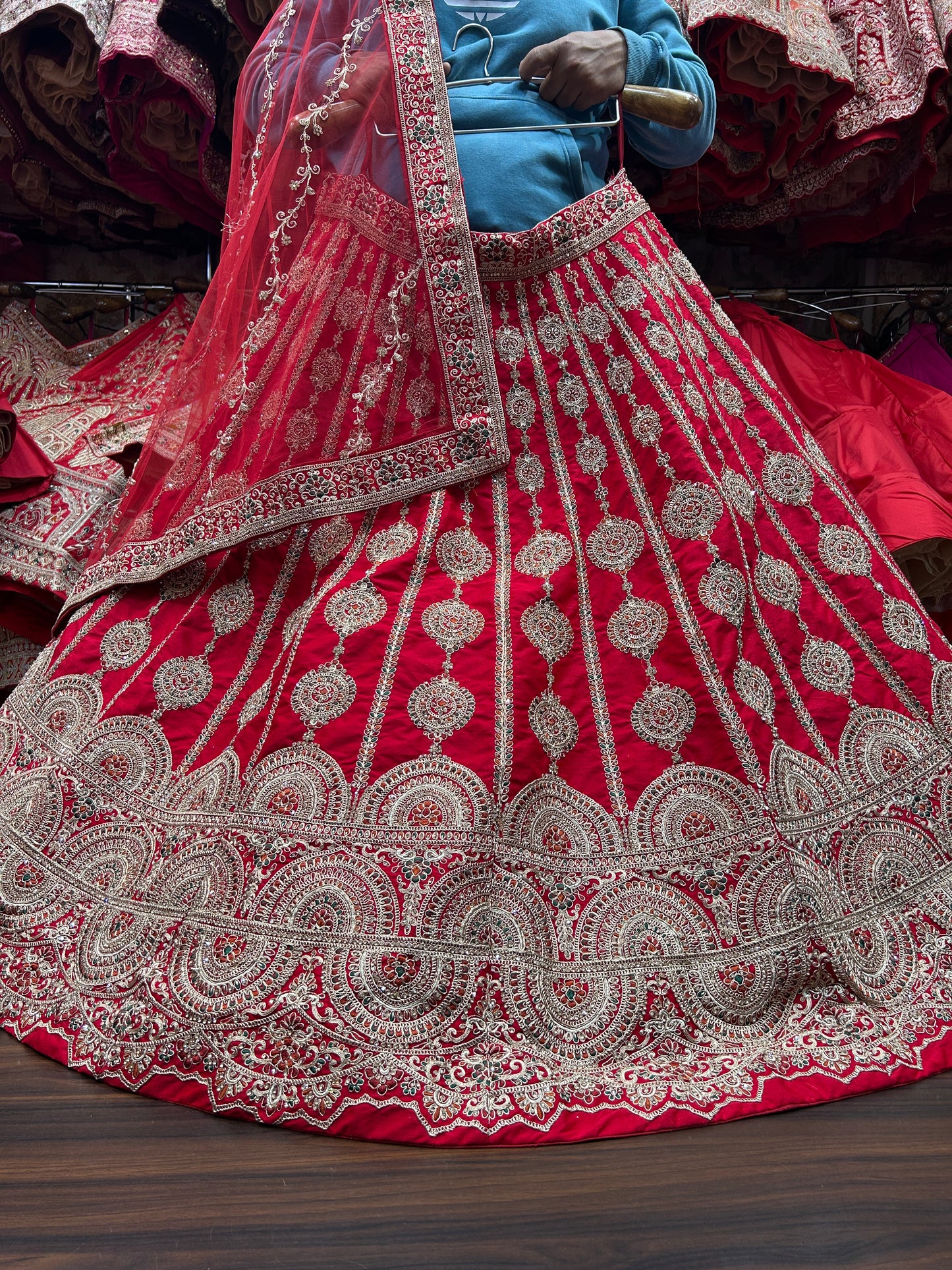 Superb pink red bridal lehenga