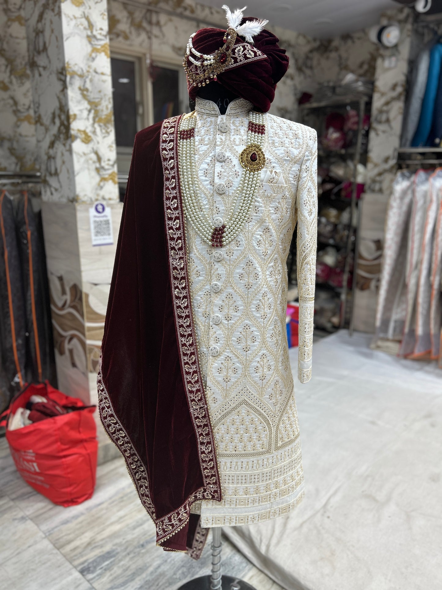 Royal Cream Colour Sherwani