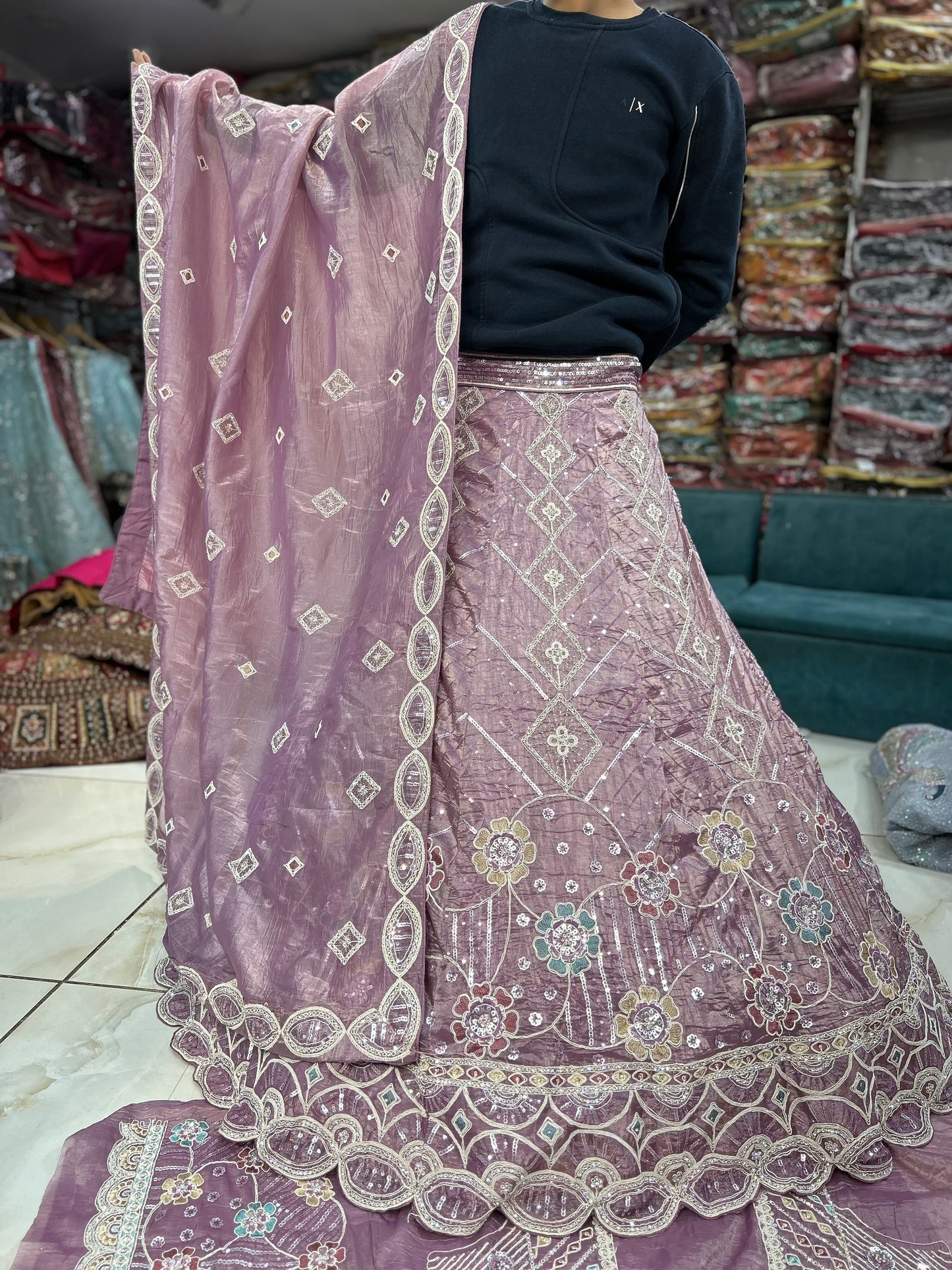 Glamorous pink floral lehenga