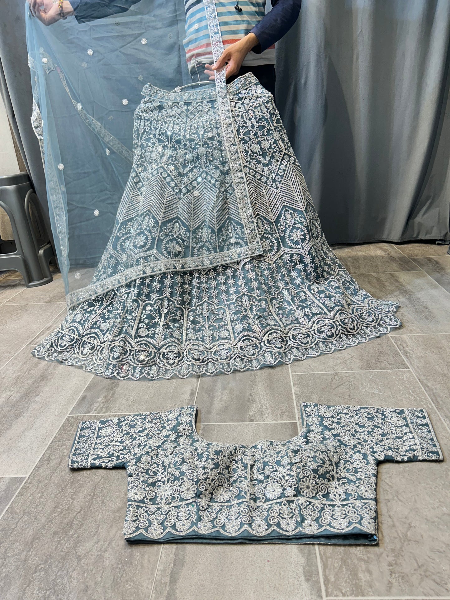 Extraordinary sky blue Lehenga