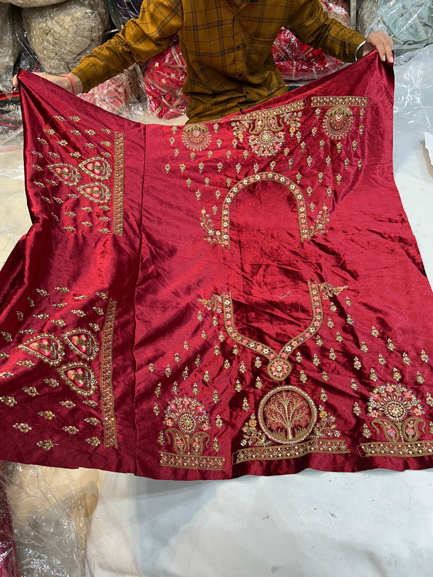 Eye catching heavy maroon bridal lehenga