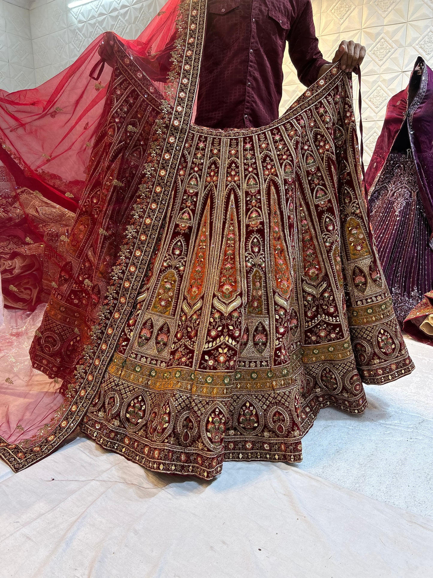 Lovely maroon bridal Lehenga