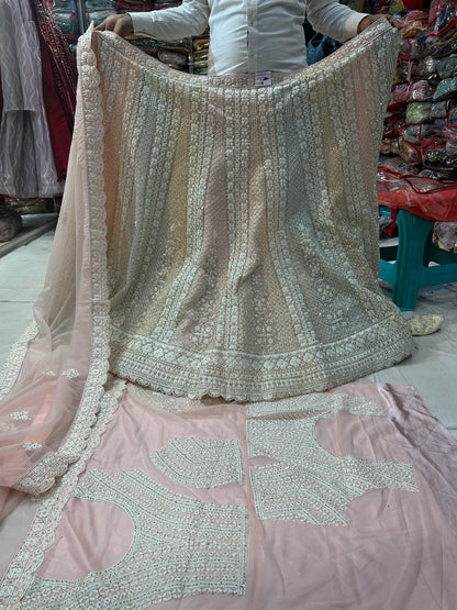 Fabulosa lehenga rosa bebé