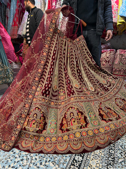 Cute maroon Doli Barat bridal  lehenga