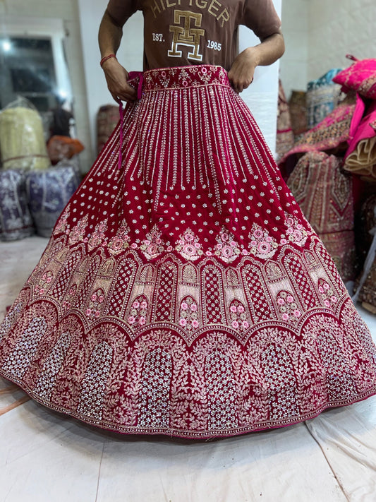 Astonishing red bridal lehenga