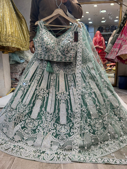 Fantastic silver green Lehenga