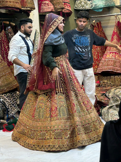 Heavy maroon bridal lehenga