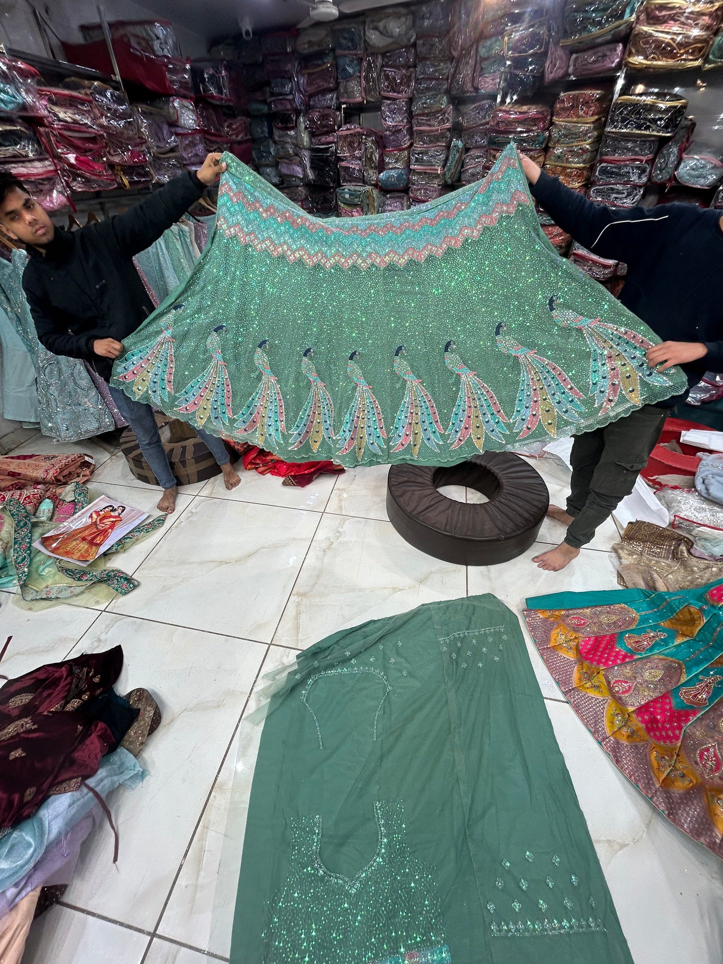 Pretty green peacock lehenga