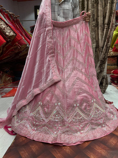 beautiful baby pink handwork lehenga