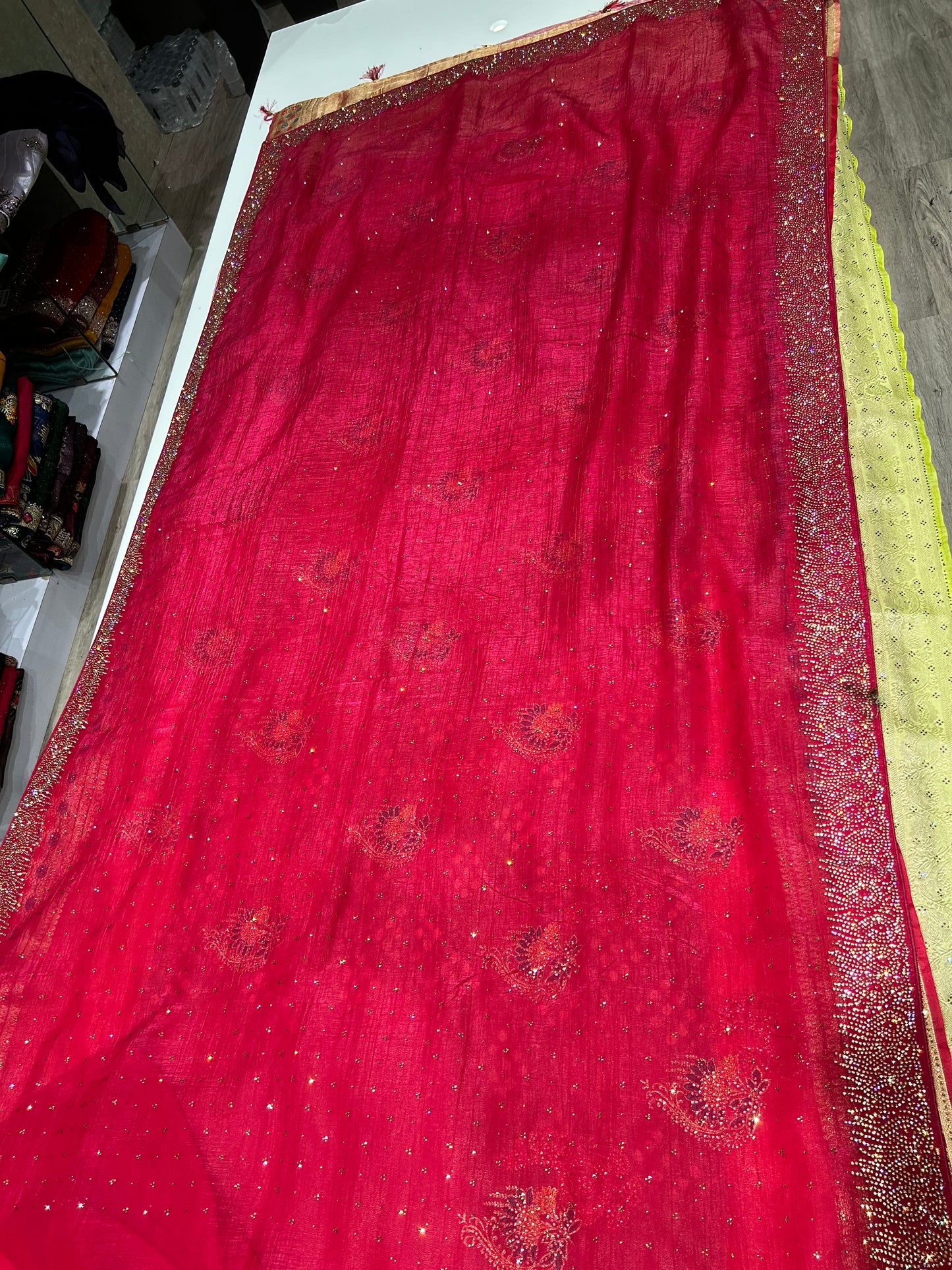 Gorgeous dazzling red saree