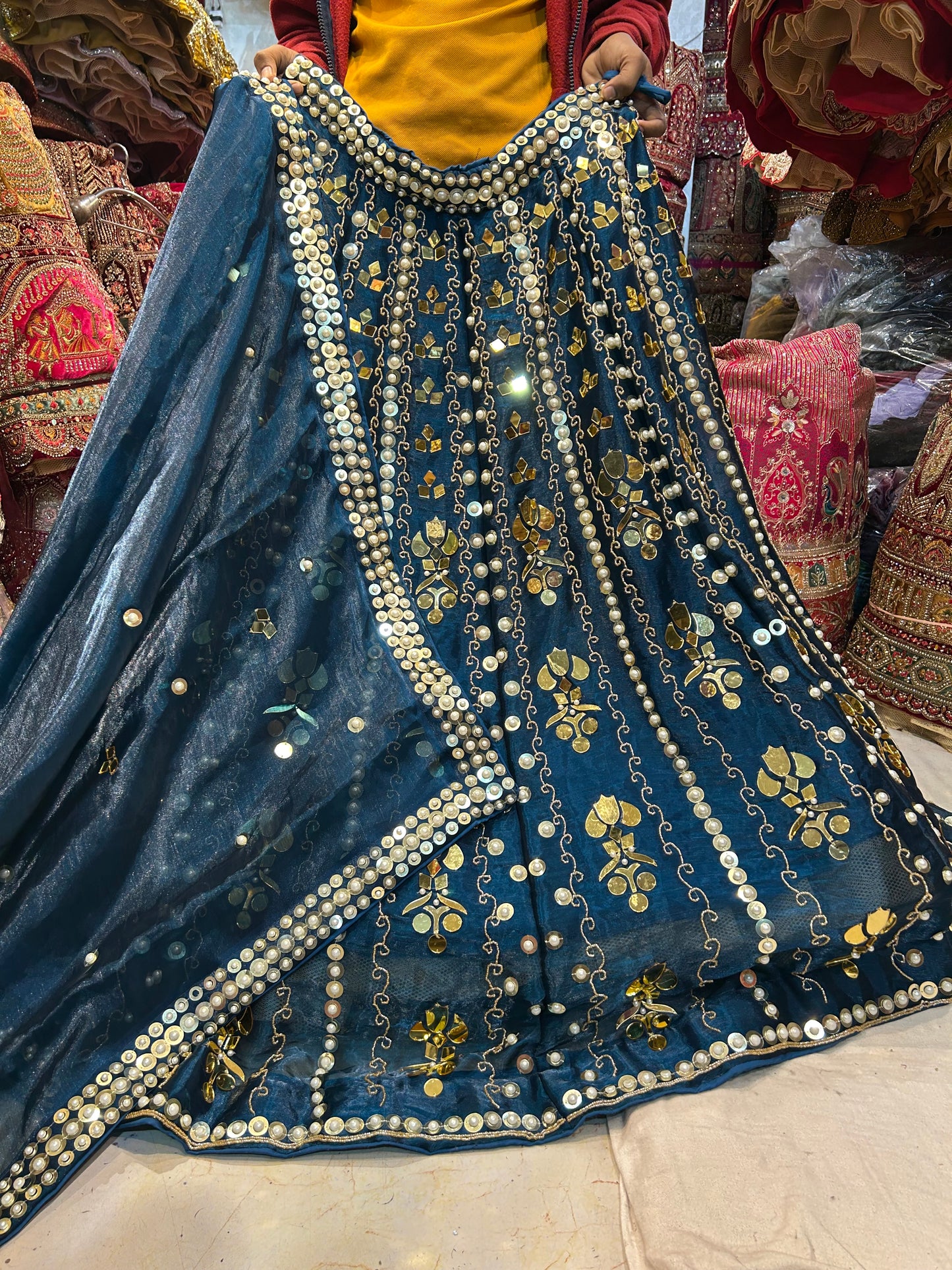 Delightful blue pearl Lehenga