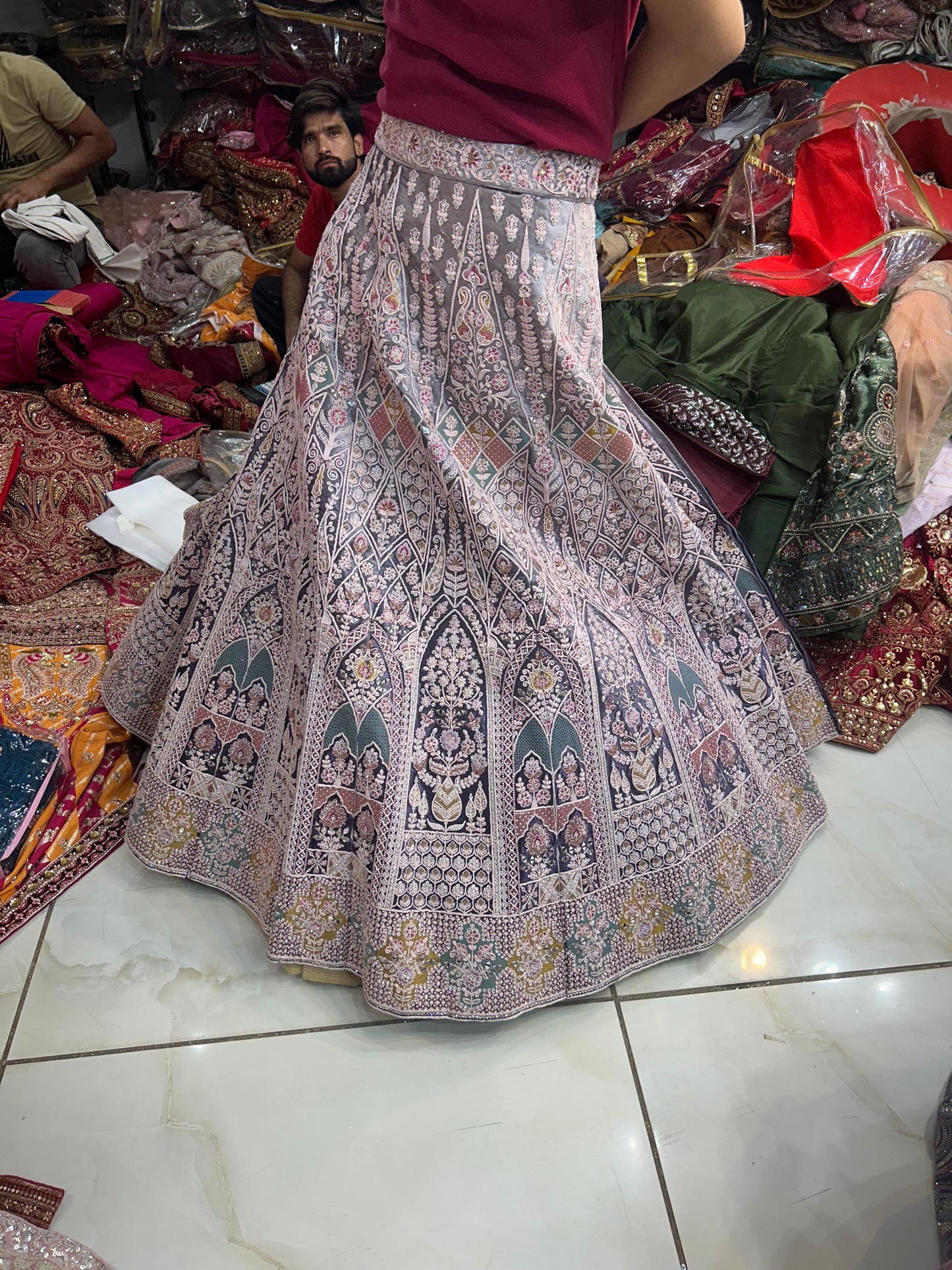 Amazing pink blue designer Lehenga