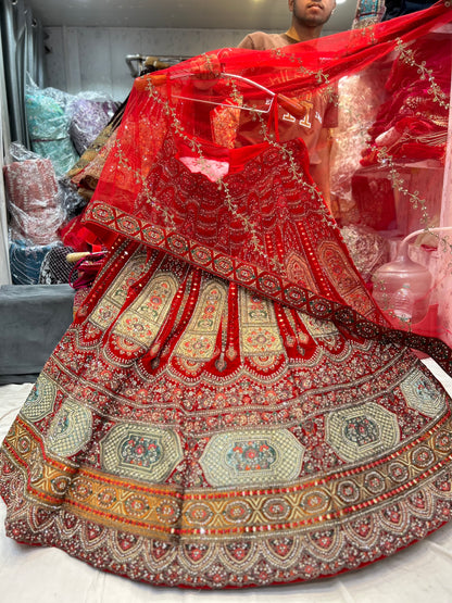 Tremendous red bridal lehenga