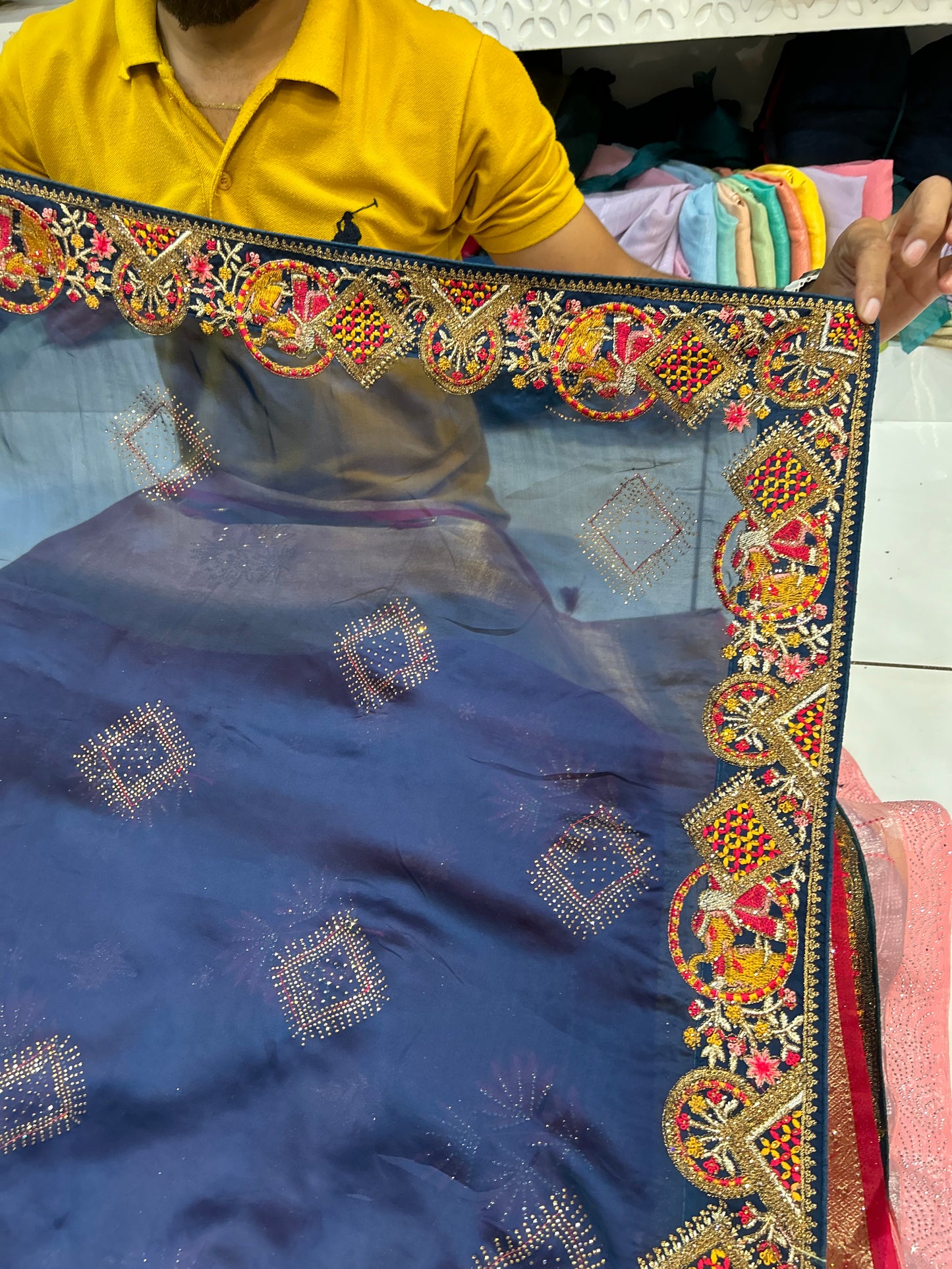 Blue Doli Barat border saree