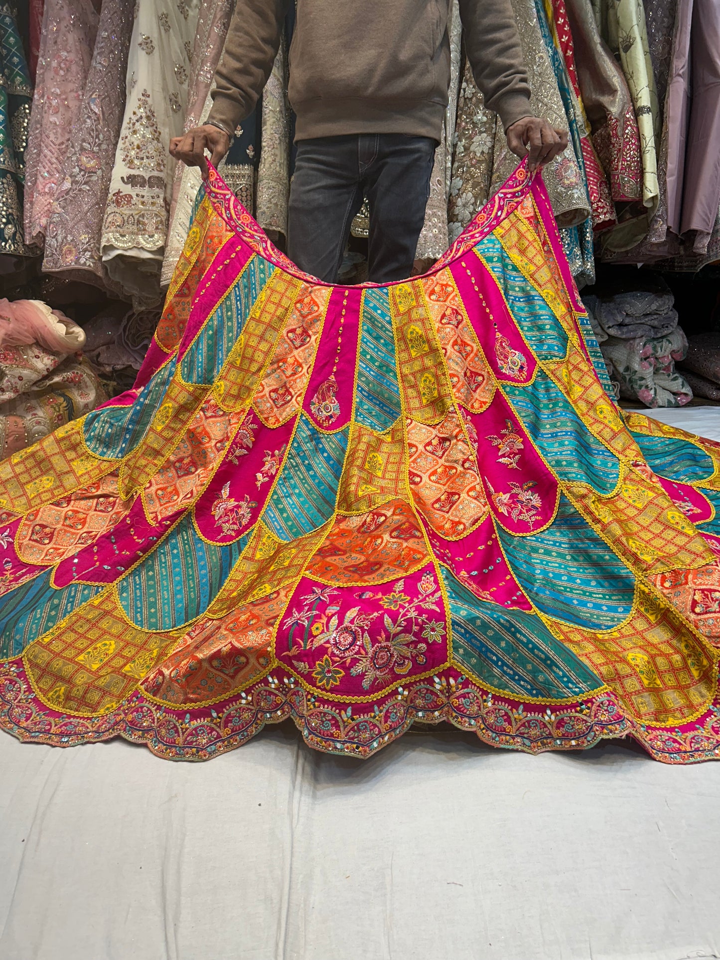 Designer yellow pink Lehenga