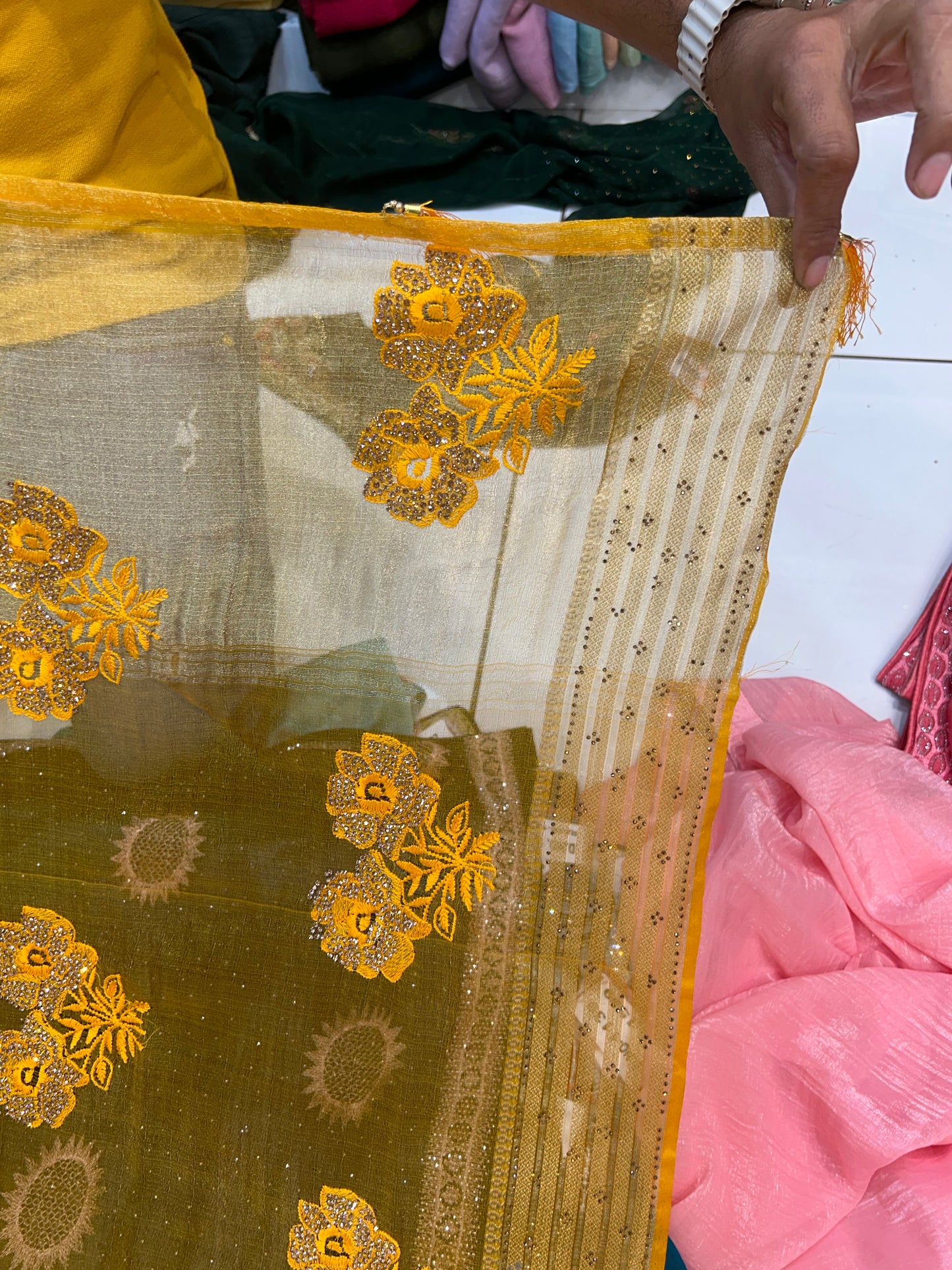 Yellow Haldi mehendi saree