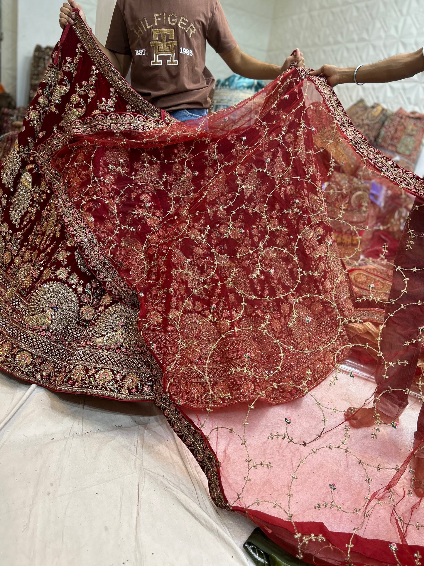 Amazing maroon peacock bridal lehenga