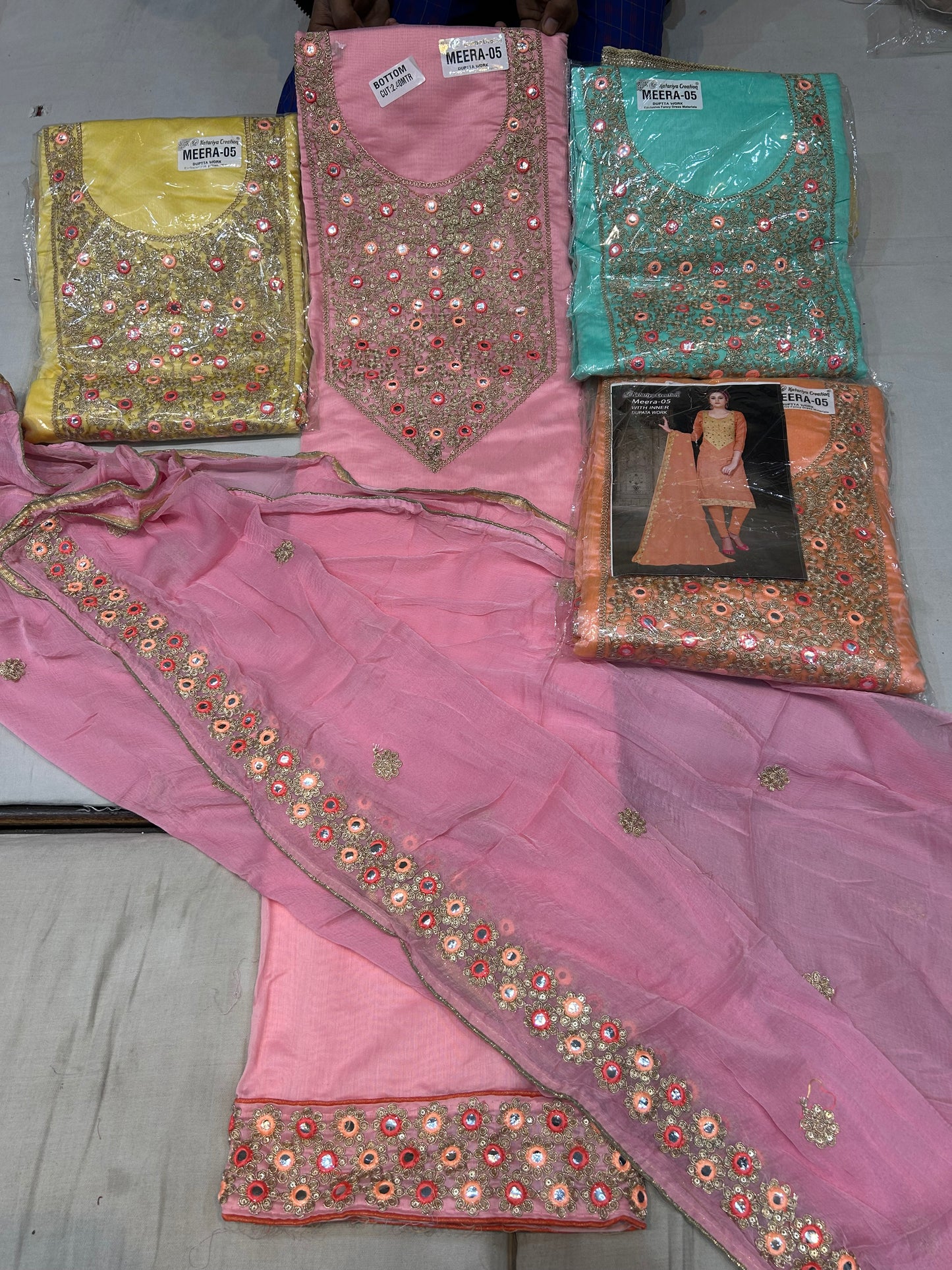 Fabulous pink unstitched salwar suit dress material(free size)