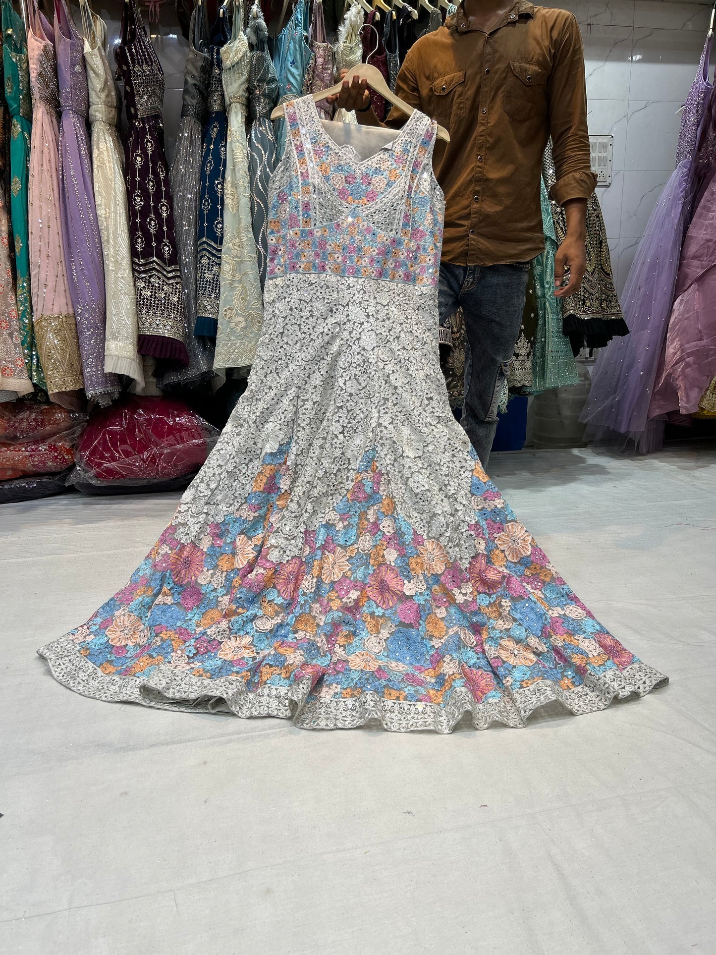 Trendy floral white Lehenga