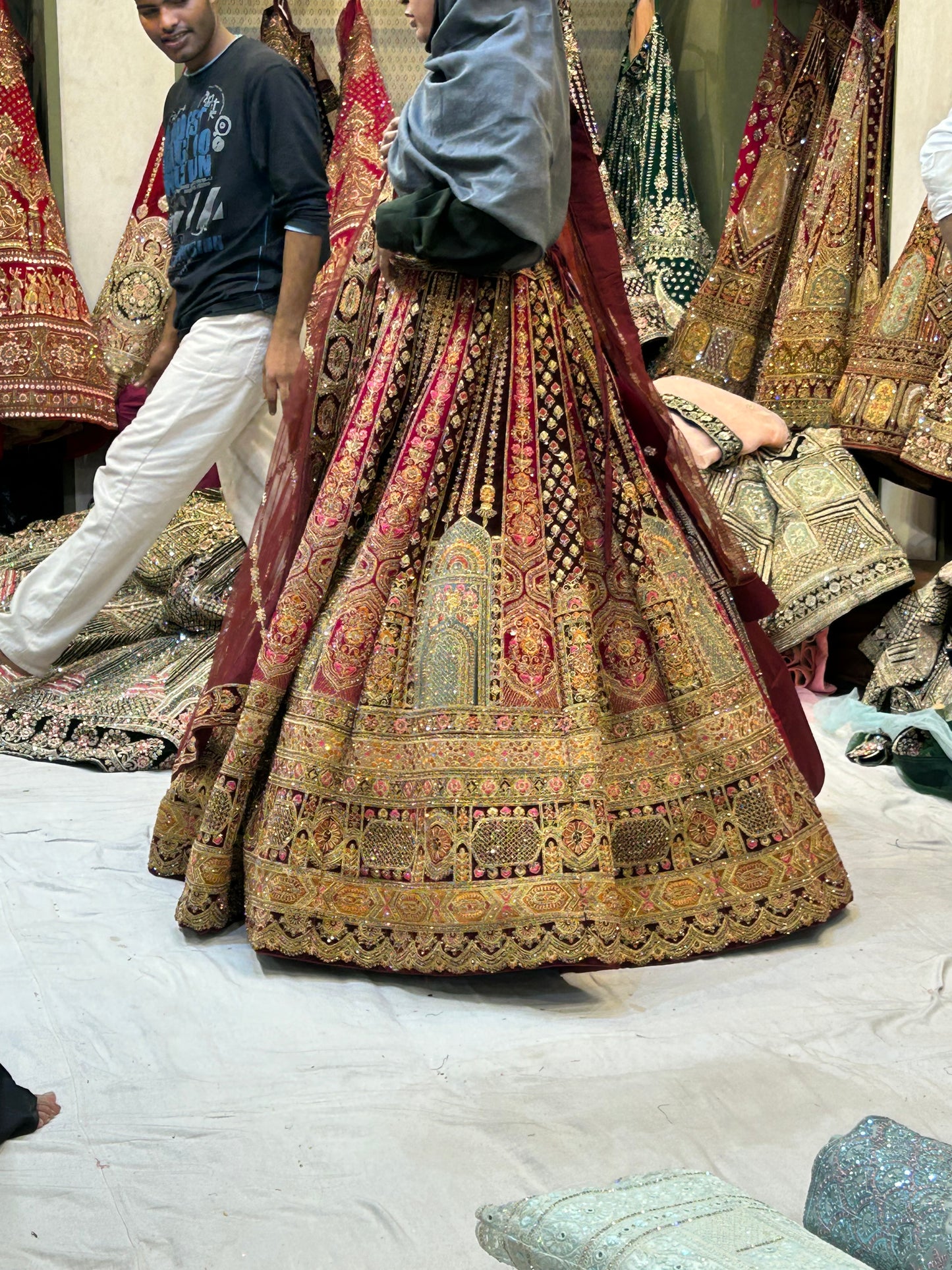 Heavy maroon bridal lehenga