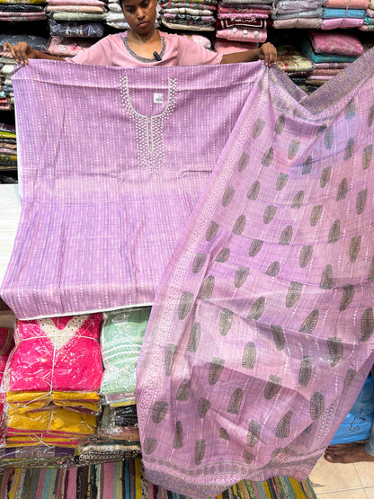 Elegant purple pink Unstitched suit