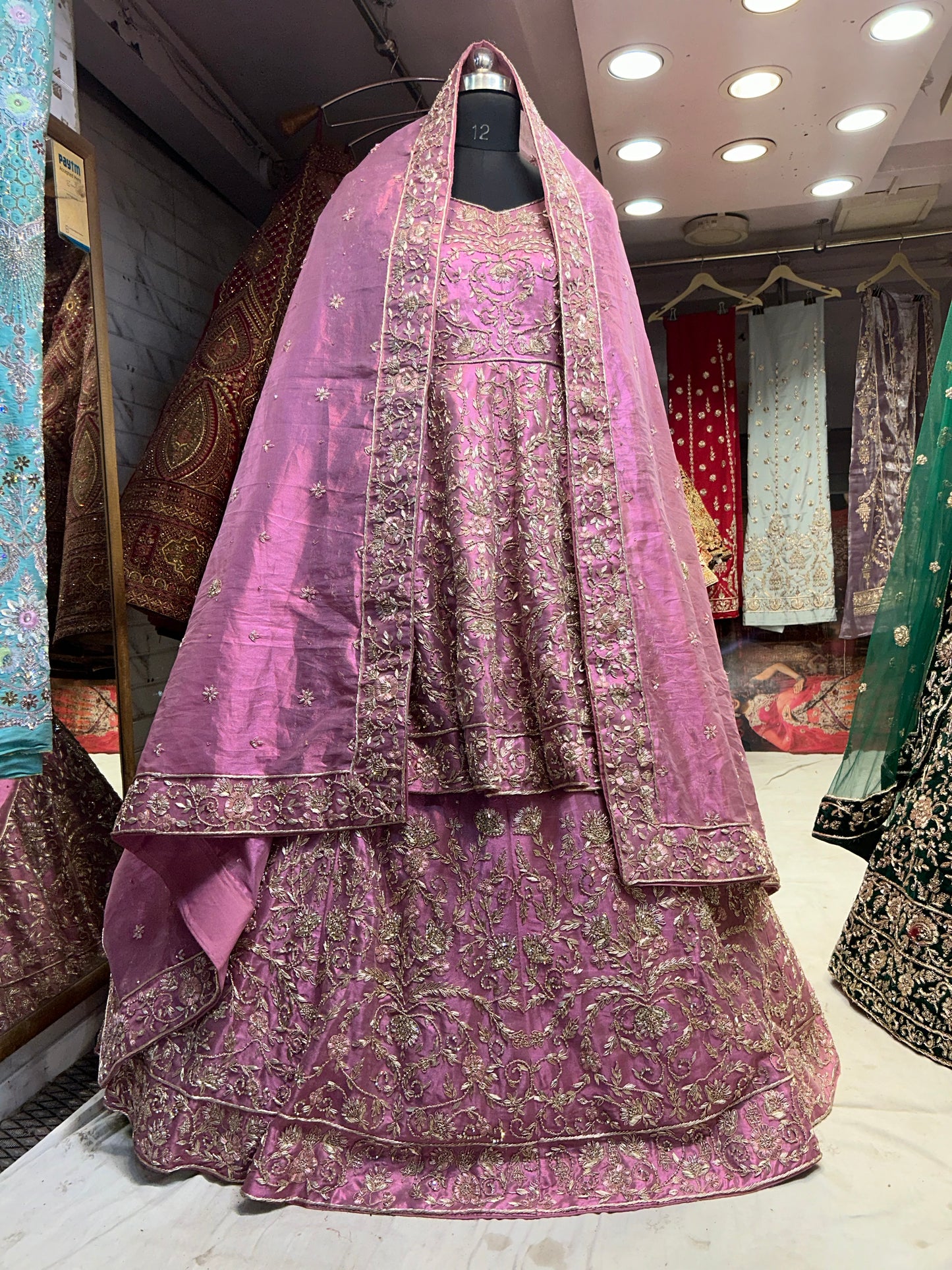 Stunning Handmade Zardozi Dabka pink full dress lehenga