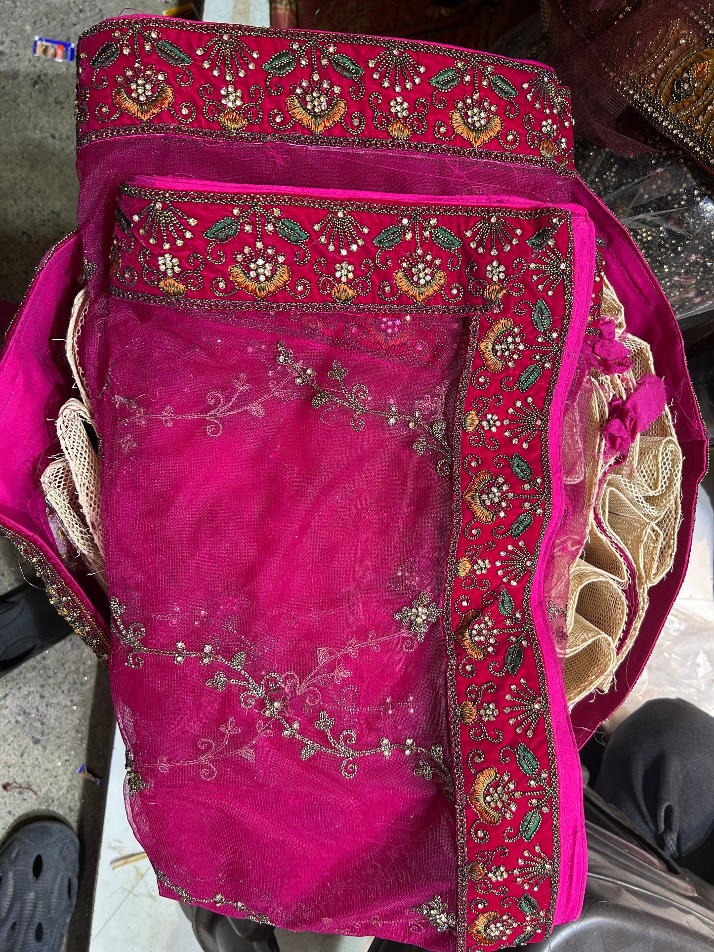 Tremendous pink jhumka bridal lehenga