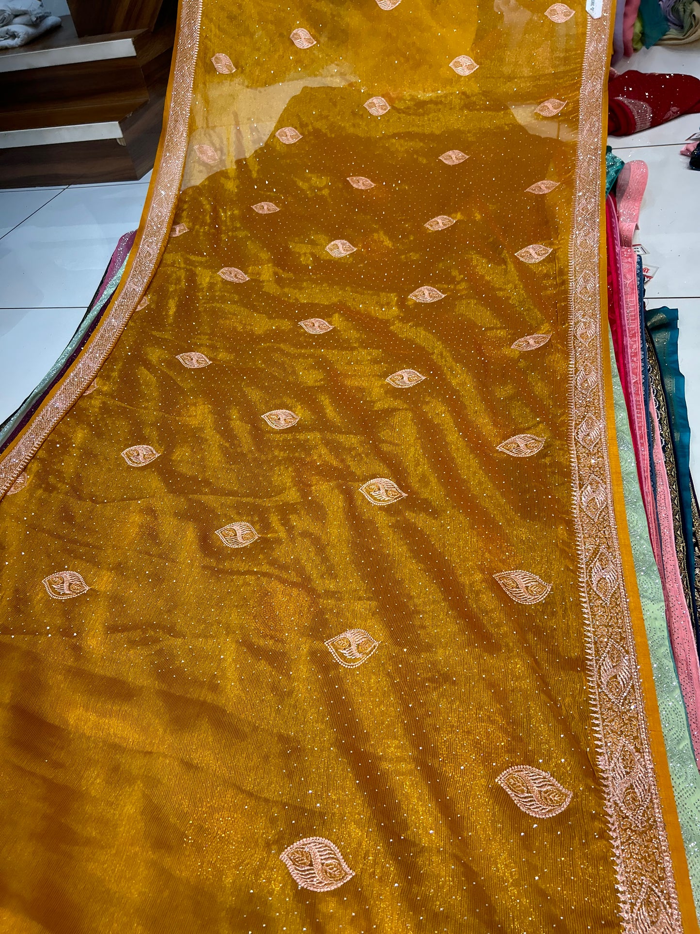 Yellow Haldi mehendi Booty saree