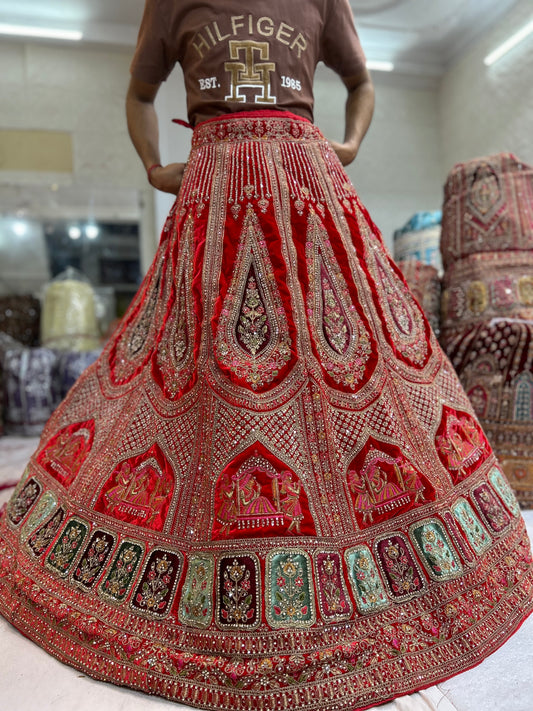 Attractive Red doli barat bridal lehenga