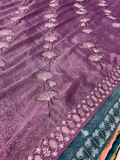 Lilac Pink purple saree