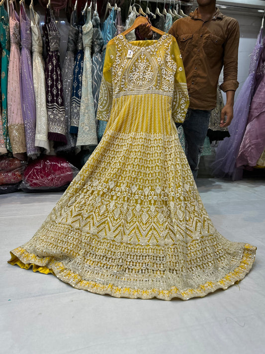 Golden yellow designer gown