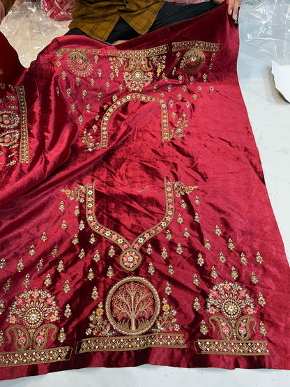 Eye catching heavy maroon bridal lehenga