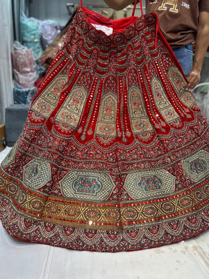 Tremendous red bridal lehenga