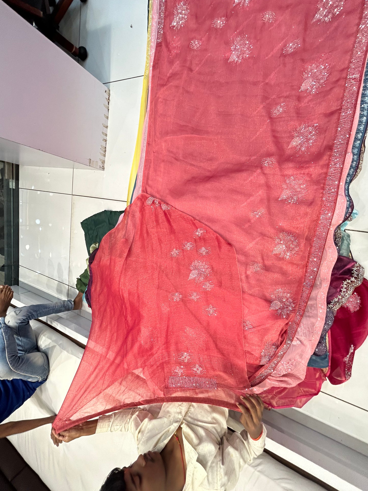 Tremendous Orange Peach saree