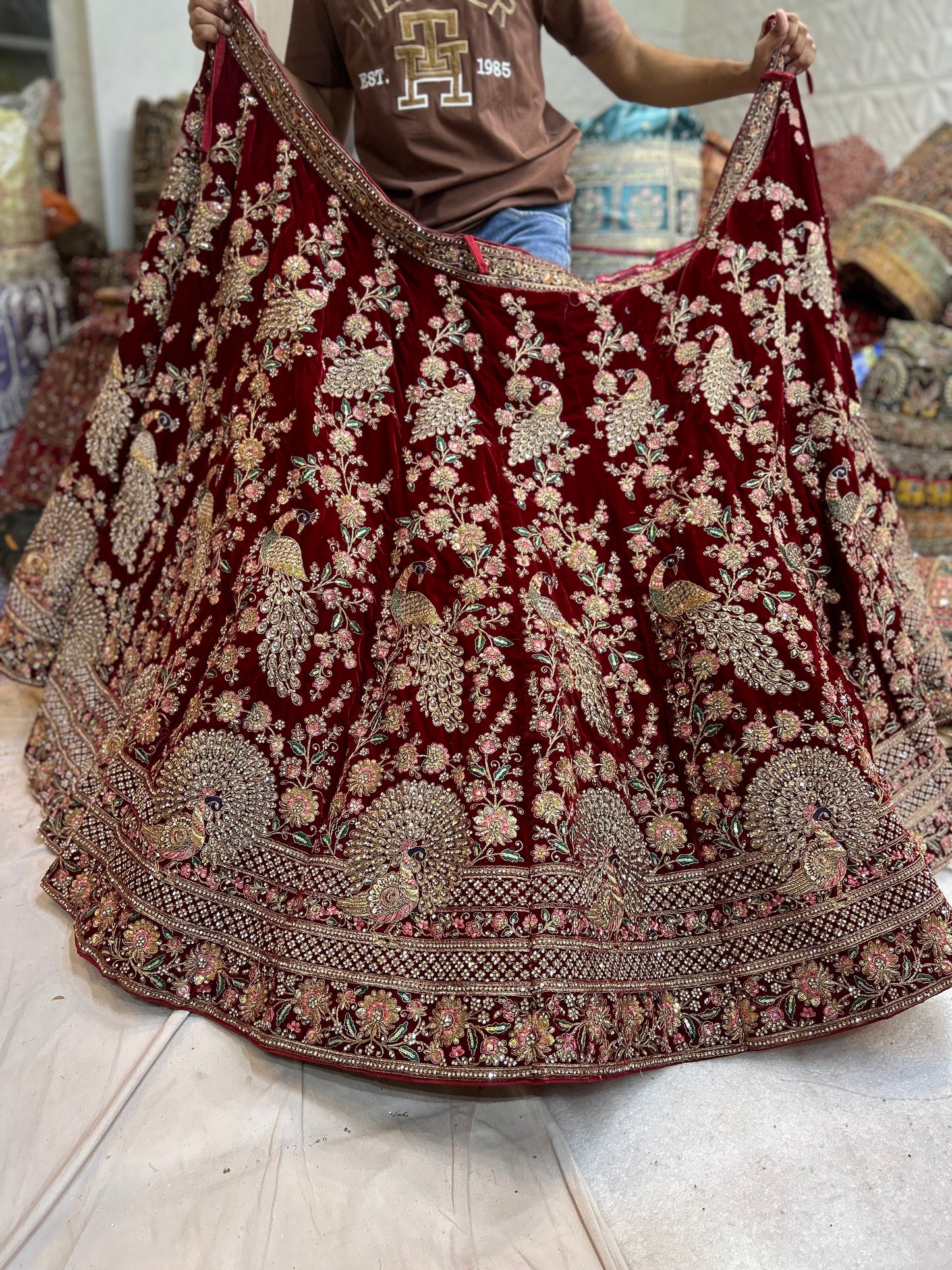 Amazing maroon peacock bridal lehenga