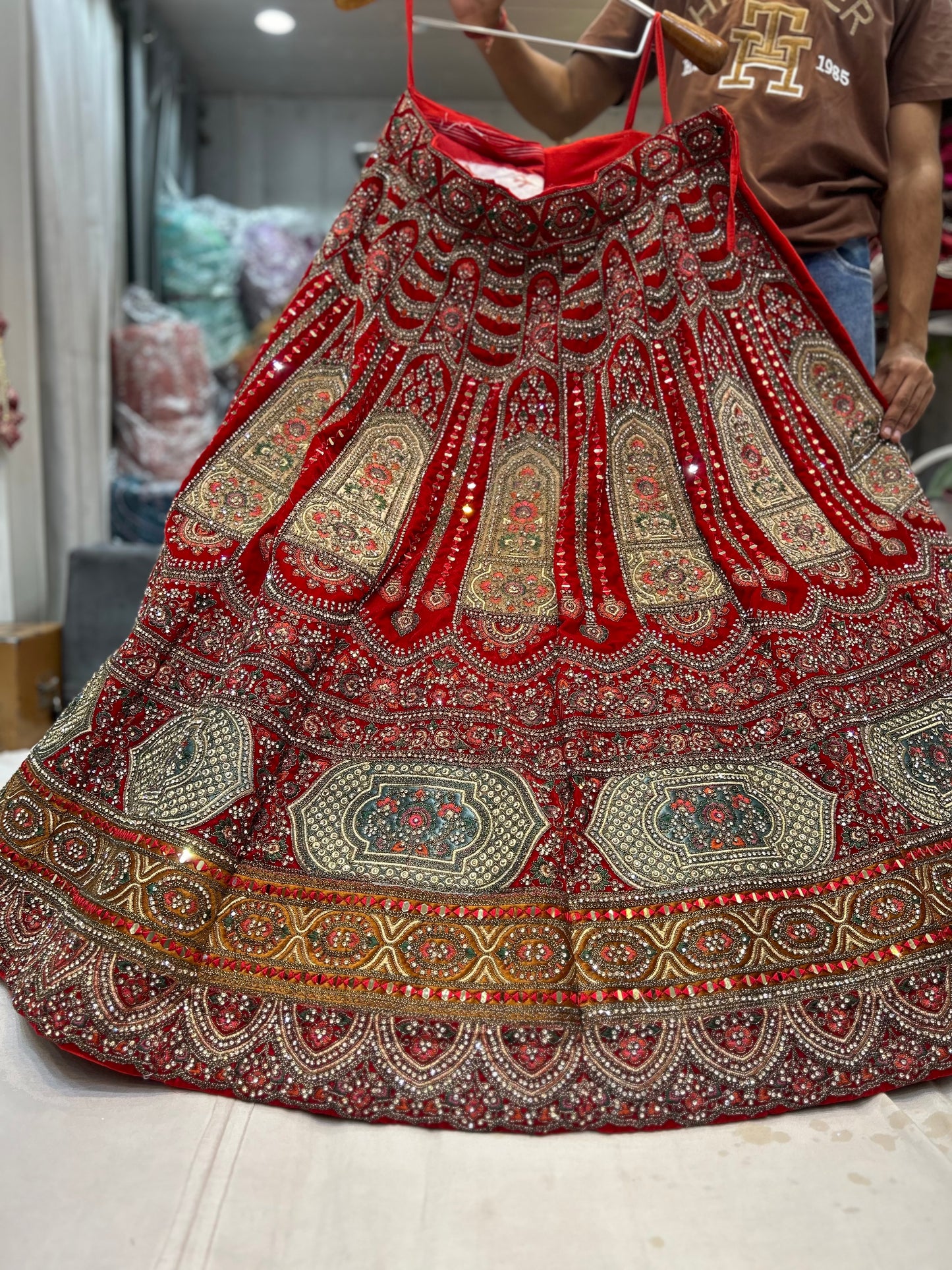 Tremendous red bridal lehenga