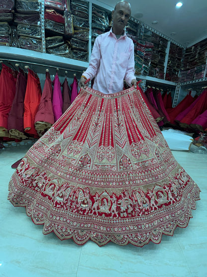 Good looking red bridal lehenga