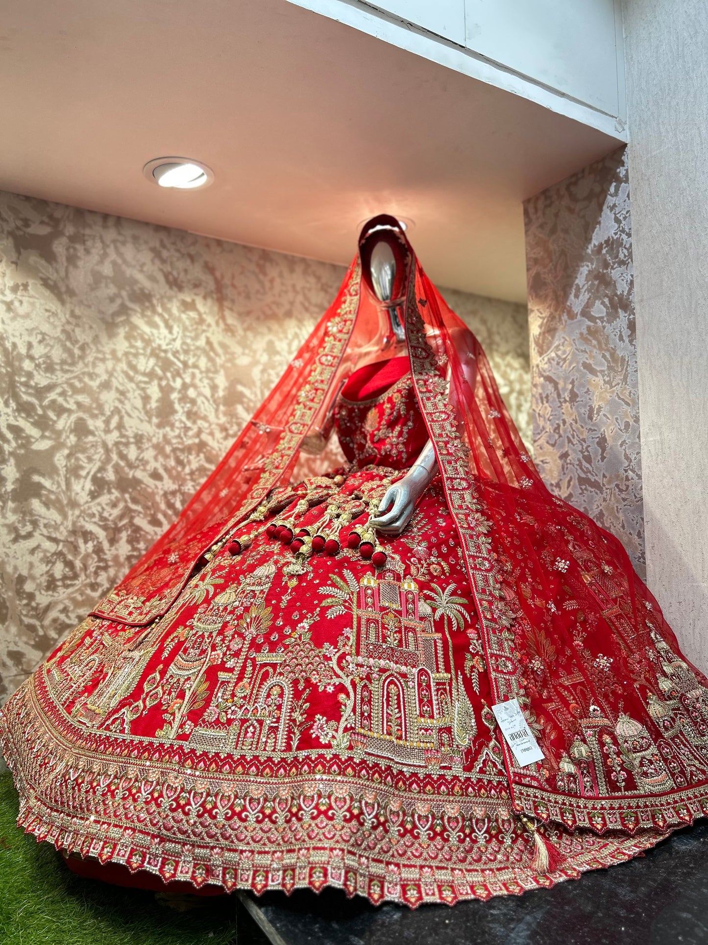 Eye catching red bridal lehenga