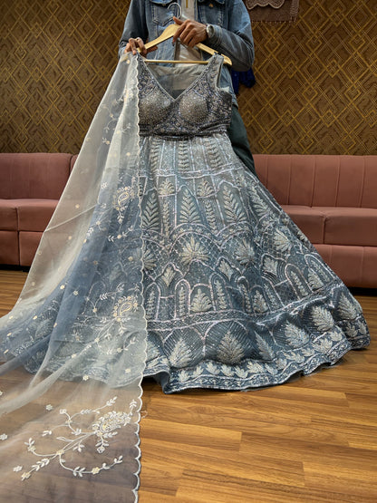 Something different grey crop top lehenga